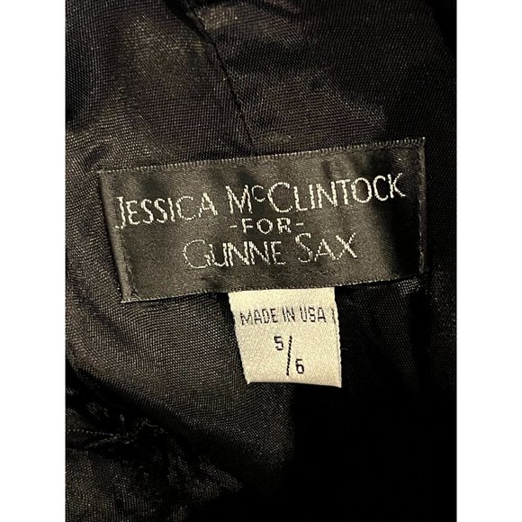 Jessica McClintock Gunne Sax Women Vintage 1990s Prom Maxi Dress Black Sz 5/6 - Picture 7 of 9